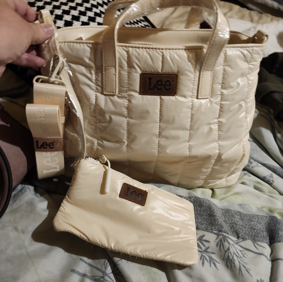 Lee Beige Quilted Tote and Pouch Set - Picture 1 of 4